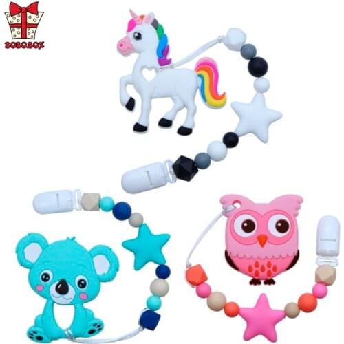BOBO.BOX Silicone Teether Cartoon Pacifier Clip Chain New Baby Pacifier Clips Newborn Pacifier Chain Clip Holder Nipple Feeding