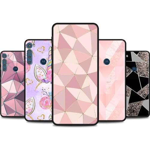 Phone Cover For Motorola G30 G10 G9 G8 Power Play Plus Shell Pink Geometry Moto G Stylus One Fusion Hyper E6s Edge Case