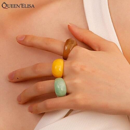 Colored Transparent Hoop Acrylic Rings for Women Korean Geometric Vintage Resin Rings 2021 Trend Jewelry Gifts Wedding Ring