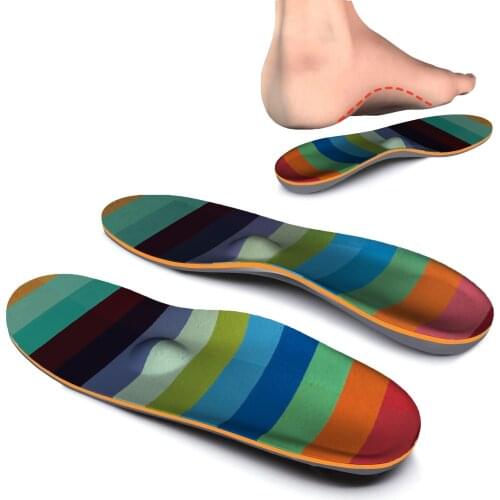 Colorful Striped Plantar Fasciitis Feet Insoles Arch Supports Orthotics Inserts Relieve Flat Feet, High Arch, Foot Pain