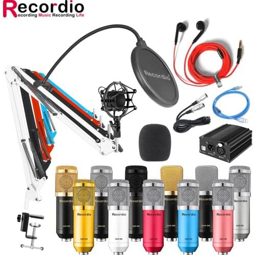 GAM-800P Professional good quality condenser recording studio large diaphragm microphone with Adjustable Arm stand for recording