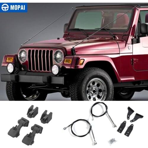MOPAI Protective Frames for Jeep Wrangler TJ 1997-2006 Hood Latch Obstacle Eliminate Rope Limb Riser Kit for Jeep Accessories