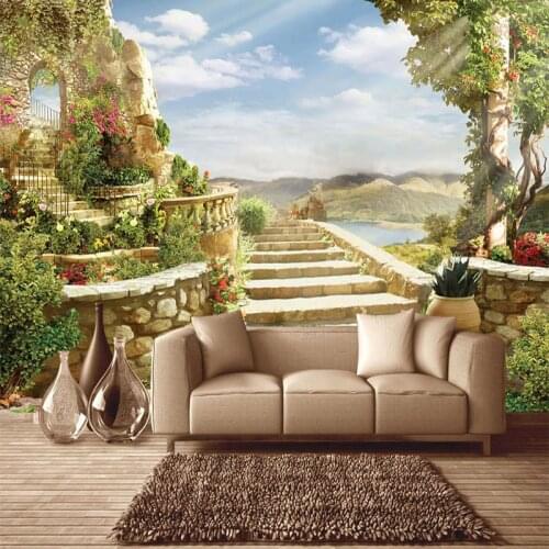 European Style Garden Landscape Mural Wallpaper 3D Nature Scenery Wall Painting Living Room TV Bedroom Background Wall Papers 3D