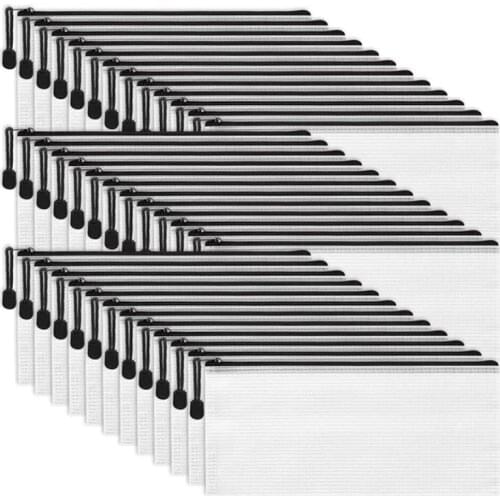 NEW-42Pcs Zipper Pencil Pouch, Zipper Mesh Pouch with Zipper File Storage Bags for Stationary Cosmetics Travel Storage