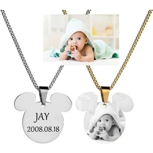 Nextvance Customized Necklaces Engrave Photo Name Necklace Stainless Steel Heart Pendant Chain Necklace Jewelry For Women ID Tag