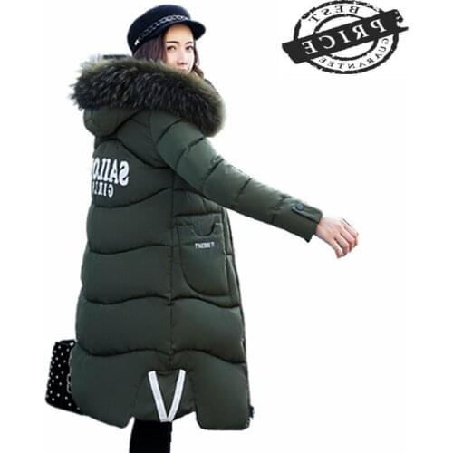 2021 New Fashion Winter Jacket Women Warm Cotton Big Fur Collar Hooded Female Parka Black Chaqueta Mujer Outerwear CJ3a6