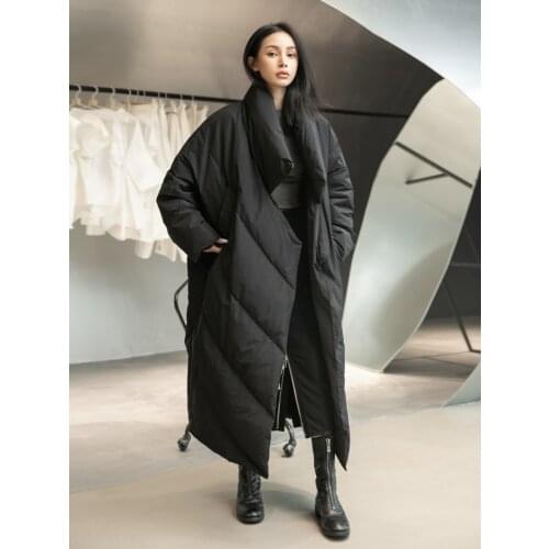 Owen seak Women Long Down Coats Jackets Gothic Style Clothing Winter Dust High Street Windbreaker Black Jacket