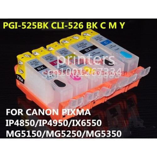 PGI-525 CLI 526 refillable ink cartridge for canon PIXMA IP4850 IP4950 IX6550 MG5150 MG5250 MG5350 MX715 MX885 MX895 printer
