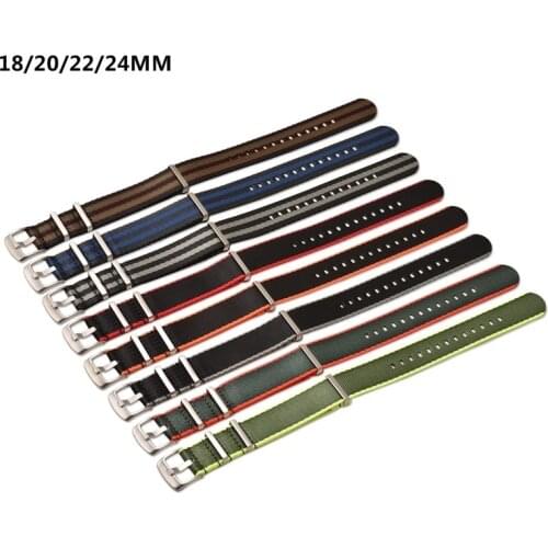18mm 20mm 22mm 24mm Nylon Watchband NATO ZULU Strap Striped Heavy Duty Canvas Men Women Replacement Band Watch Accessories