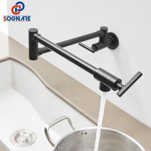 Wall Mounted Foldable Kitchen Faucet Mixer Sink Faucet 360 Rotation For Kitchen Water Saving Hot Cold Tap Zinc Alloy Electroplat
