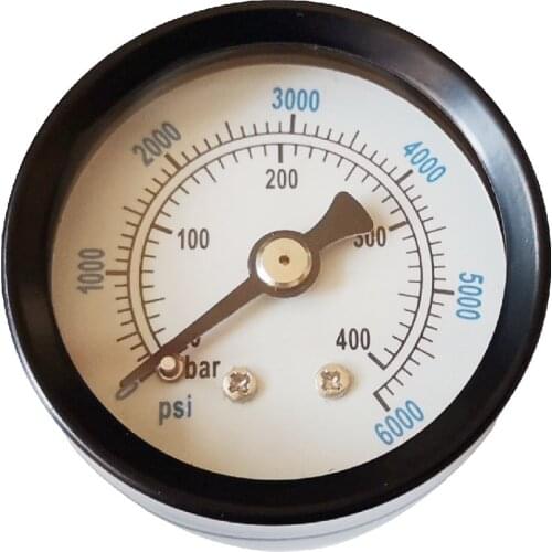 PCP High Pressure Gauge Dia. 40mm 1/8'' NPT Rear Back 400 Bar 6000PSI Manometer For Air Gas