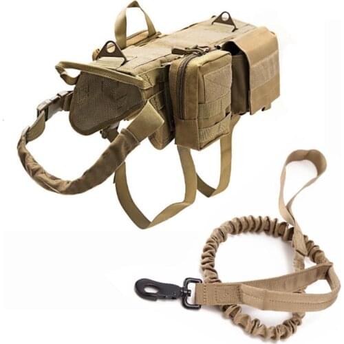 Tactical Dog Harness Military No Pull Pet Harness Vest For Medium Large Dogs Training Hiking Molle Dog Harness With Pouches