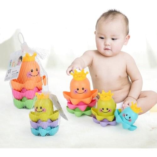 Bathroom Ocean Octopus Stacking Cups Childs Play Educational for Children Baby Bath Toys Bathing Tub Shower Toy
