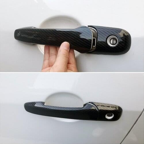 For Mazda 2 3 5 6 CX-7 CX-9 BT-50 Mazda3 Mazda6 Carbon Fiber Printed Exterior Side Door Handle Cover Trim Moulding Frame Bezel