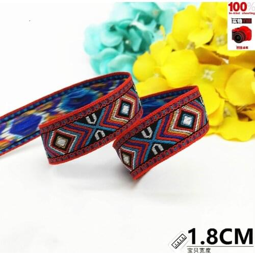 Hot sale 18mm (1 meter/lot ) lozenge jacquard webbing ethnic ribbon embroidery style DIY Clothing backpack accessories material