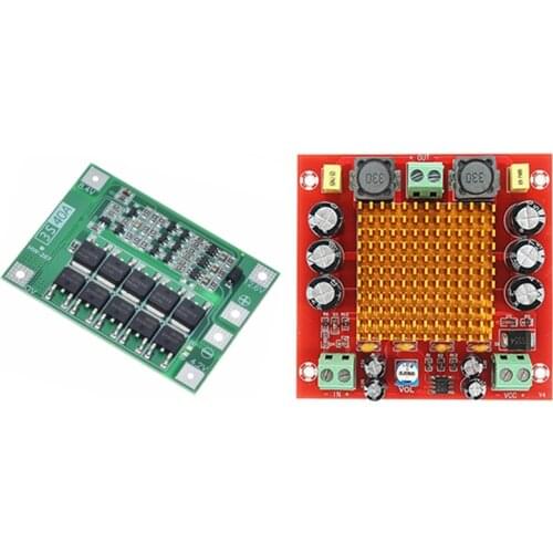 1x TPA3116 D2 Mono Channel Digital Power Audio Amplifier Amp Board & 2Pc Li-Ion Lithium Battery Charger Protection Board