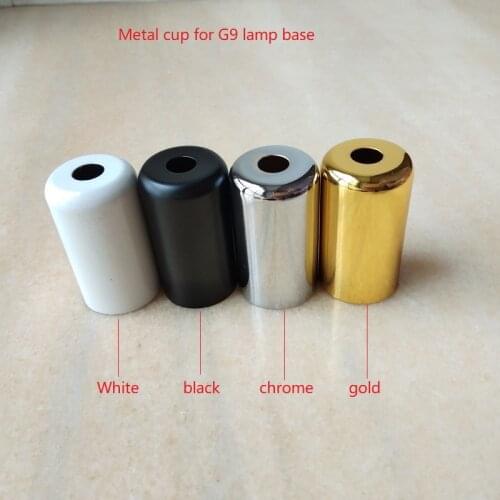 10pcs/lot 22X40mm gold/chrome/white/black metal cup cap for G9 lampholder lamp base use lighting accessories