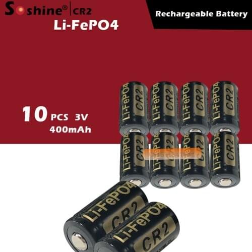 10 pieces/lot 400mAh CR2 battery 3.2v LiFePO4 Rechargeable Battery 15266 CR2 bateria w/ battery protective box
