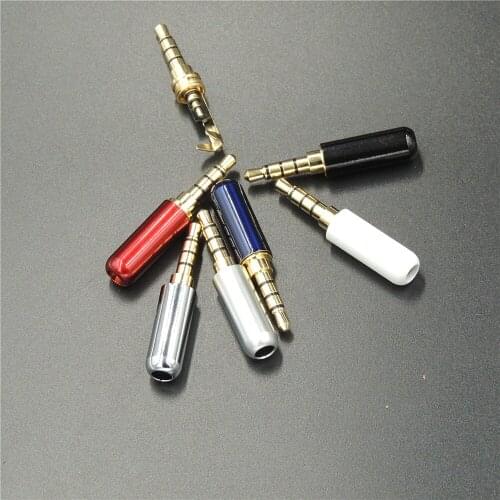 10Pcs Copper 4 Pole 3.5mm Plug Male Headphone Jack with Clip 3.5 mm Audio Connector For 4mm Cable Adapter
