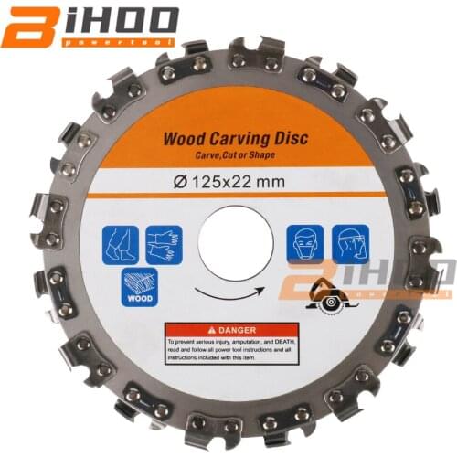 125mm/5inch Wood Carving Cutting Disc Angle Grinder Wood Saw Blade Chain Plate for Household Wood Accessories 1PC