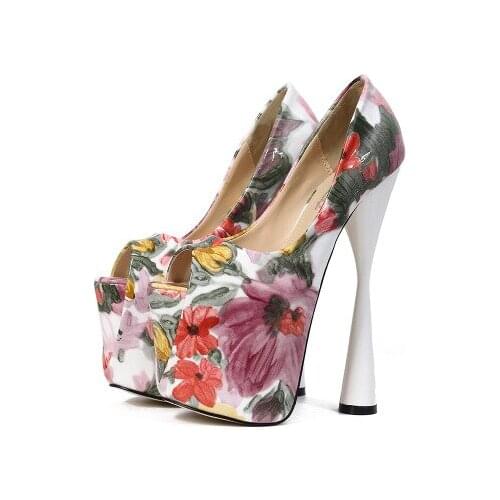 2020 Spring Women Pumps Think High Heel 19CM Open Toe Wedding Shoes Platform Concise Shallow Mouth Office Ladies Pumps 34-43