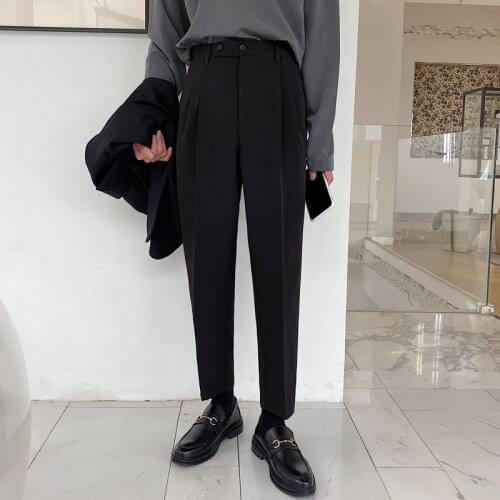 2021 Mens Straight Pants Loose Casual Pants Western Trouser thicken velvet Suit Pants Formal Business Cotton Trousers S-XL