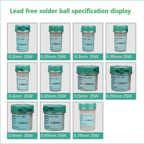 250K PMTC Lead Free BGA Solder Balls 0.35 0.4 0.45 0.5 0.6 0.76mm For PCB Motherboard IC Chips Reballing Welding Tin Beads