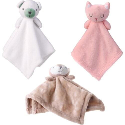 28EC Baby Velvet Appease Towel Cartoon Animal Doll Soothing Teether Blanket Newborn Infants Nursing Sleep Toy