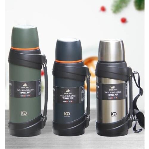 2l/2.5l Travel Thermos Flask Outdoor Stainless Steel Large Capacity Coffee Mug Cup Water Bottle Heat Cold Preservation