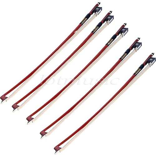 5Pcs Violin Bow 4/4 Size Brazilwood Octagonal Stick Ebony Frog Horse Hair