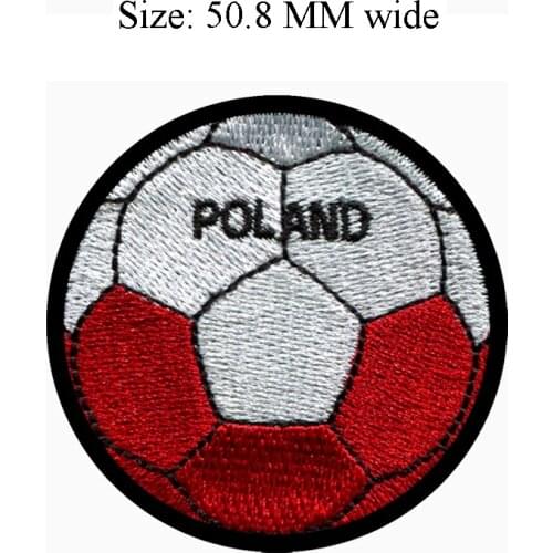 50.8MM wide Poland flag patch of soccer ball football shipping to for flag circle patch/school patch/accessories for crafts