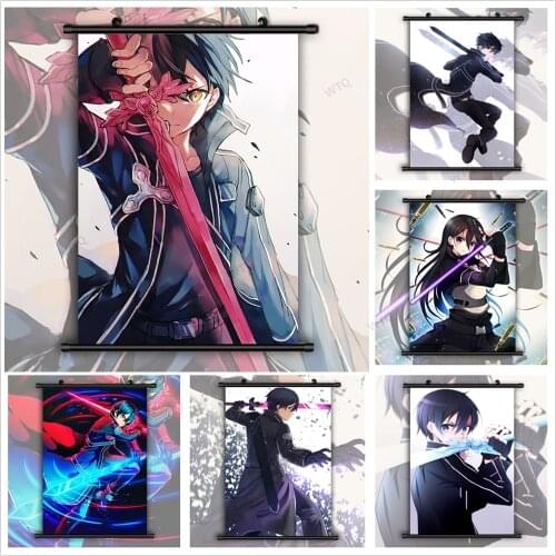 WTQ SAO Sword Art Online Kirito Kirigaya Kazuto Anime Manga Anime Posters Wall Decor Wall Art Picture Decoration Home Decor