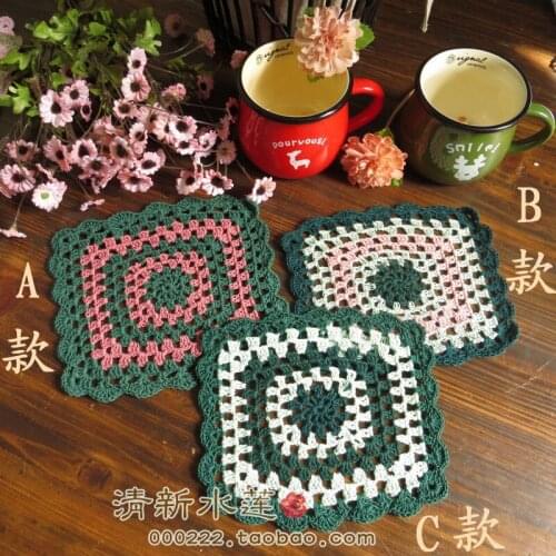 Free shipping 10 pic/lot rectangle colorful crochet lace flet for dinning table decoration mat coaster pad props doilies felts