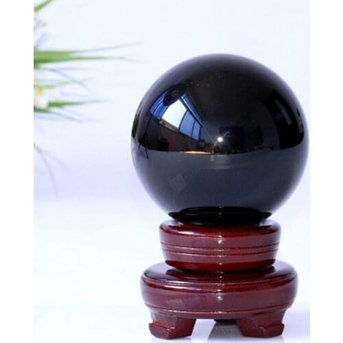 Black Crystal Stone Sphere K9 Crystal Glass Healing Ball Craft Gift Rare Quartz Feng Shui Crystals power Balls +Stand 10CM