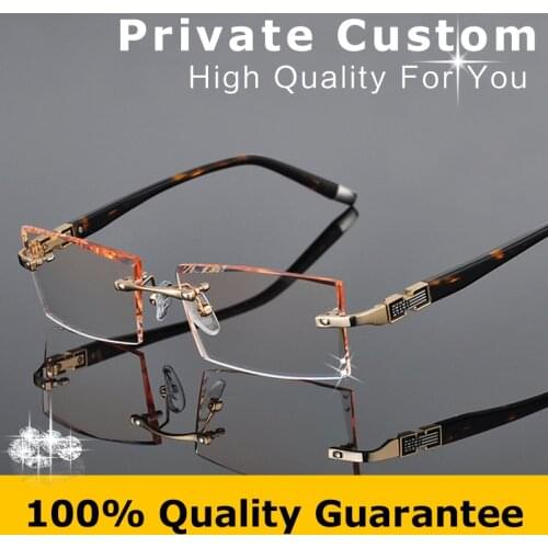 High Clear Lenses Colored Reading Glasses Optical Eyeglasses Men Rimless Frame Brand Hyperopia Eye Glasses Myopia Original 613