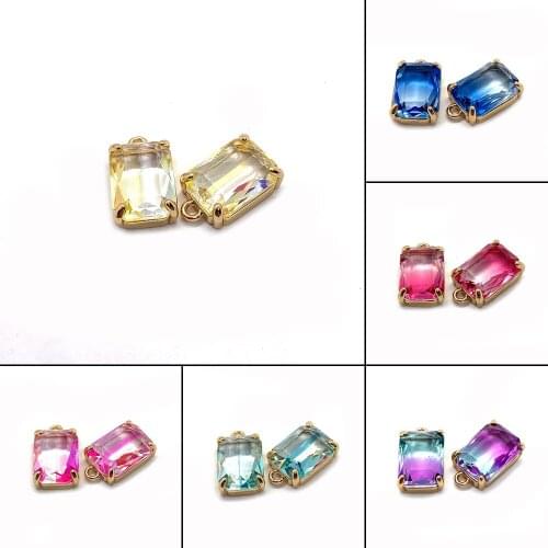 Jewelry Making Supplies Charms ,Various Colors of Gold Alloy Pendants, Diy Accessories, 10PCS Metal Inlaid Crystal Jewelry
