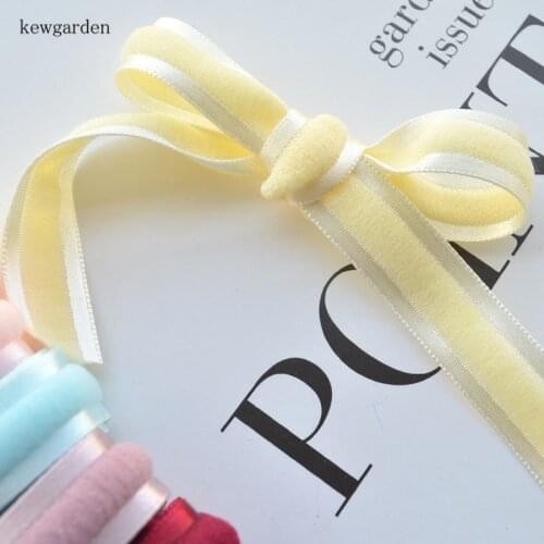 Kewgarden DIY Bow Hair Accessories Ribbon Velvet Satin Ribbons 17mm 5/8" Handmade Tape Webbing 10 Meters