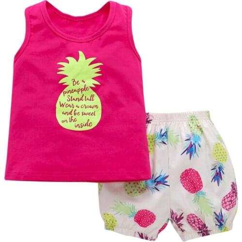 2018 Summer Kids girls clothes set Pineapple Style Tops + shorts Sleeveless Toddle Baby girls 2 pcs casual suit sets