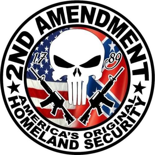 Lovely American Flag KK Skull 2nd Amendment Gun Car Sticker Waterproof Reflective Laser Fashion Decal Pvc 13CM X 13CM