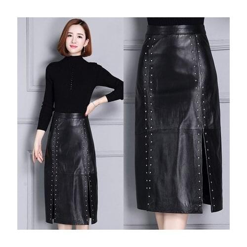 Top brand Leather New High-waist Skirt K21 high quality