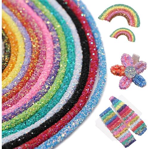 Shimmer Chunky Glitter Pipe Tube Rhinestone Sequins Solid Color Iridescent 1 Yard for DIY Earrings Hair Clip Projects Crafts