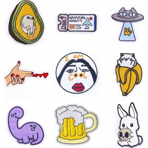 Cute Animal Appliques Embroidery Patch On Clothes Rabbit Stickers Iron On Clothing thermo adhesive Patches Cat Badges On T-Shirt