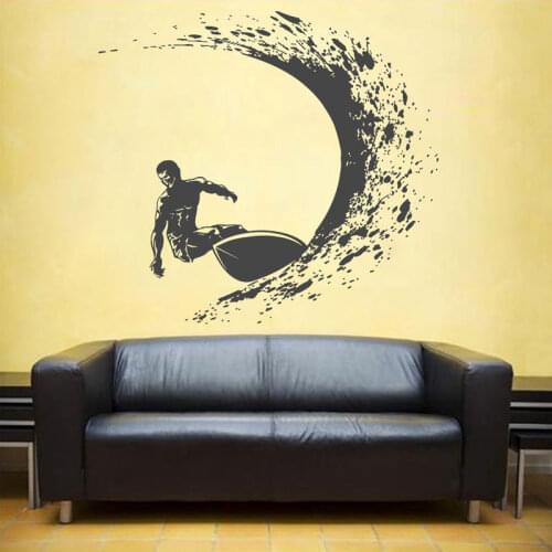 Surfing Wall Decals Surfer Wall Sticker Surfing Sports Decals Surfboard Wall Decals Waves Wall Decals For Boys Beadroom YD25