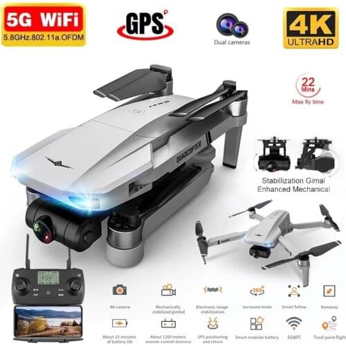 New GPS Drone 4k Gimbal HD Camera 5G Wifi Fpv Profesional Foldable RC Dron Brushless RC Quadcopter 1.2km Outdoor Toys