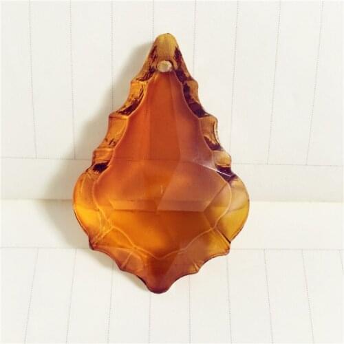 Wholesales 63mm 24pcs Amber Color Crystal Chandelier Prism Pendants Lamp Parts Maple Leaf Shape For Home/Wedding Decoration