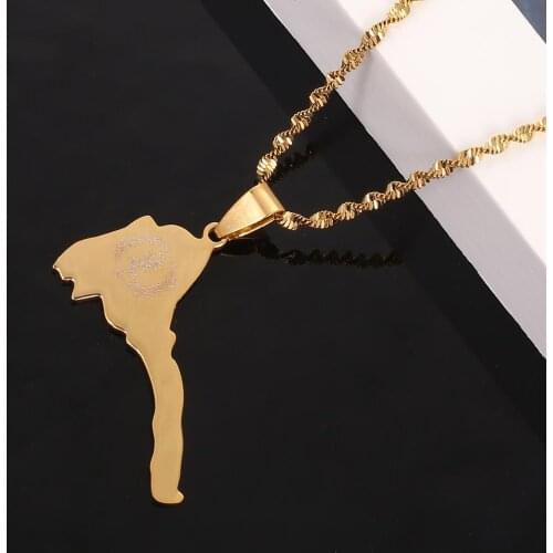 Stainless Steel Gold Color Eritrea Map Pendants Necklaces Eritrea Map Chain Jewelry
