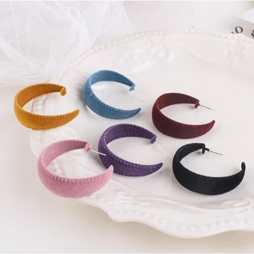 Semicircle c shape Flocking fashion women earrings stud 30pcs/lot handmade diy jewelry earring pendants accessory