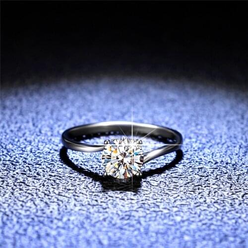 Silver Platinum 1 Carat Excellent Cut Diamond Test Passed D Color High Clarity Round Moissanite Ring Silver 925 PT950 Jewelry