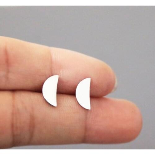 1Pair Simple Half Moon Earring Sailor Moon Stainless Steel Earrings Studs Fashion Ear Jewelry Lucky Gift For Women Girls Kids
