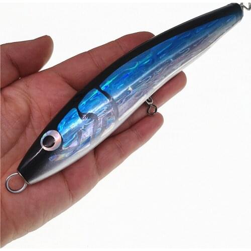 SWOLFY 2pcs Topwater Wooden Lure Deep Sea Pencil lure 70g/18cm Stickbait GT Surface Trolling Lure Open Ocean Angling
